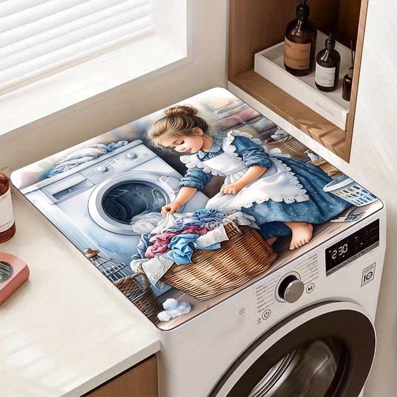 TEMU 1pc Couverture Supérieure Machine à Laver Coussin de Protection Sécheuse, Absorption d'Eau et Séchage Rapide, Utilisé pour le Linge, Housse de
