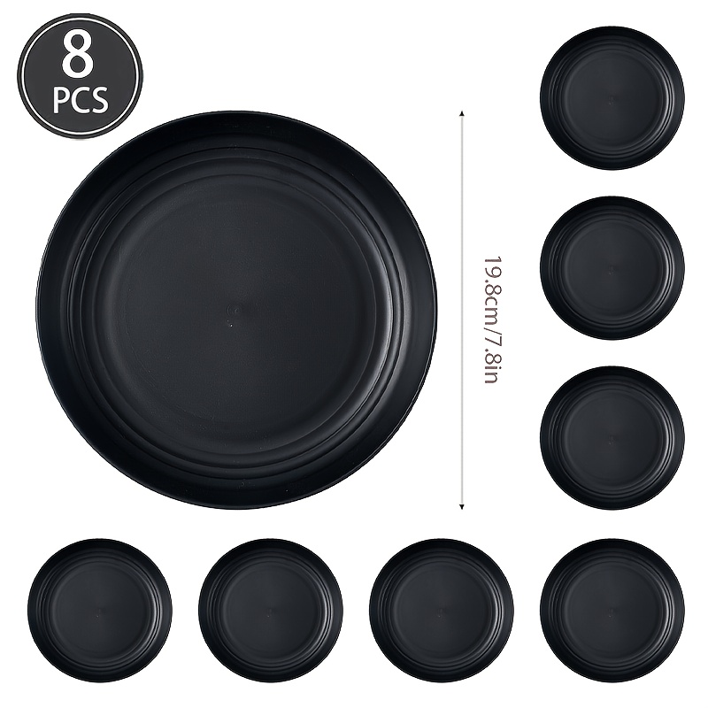 Image of 4/8 Pack Unbreakable Dark Plates, 19.81cm- Lightweight, Microwave And Dishwasher Safe, Perfect For Pasta, Fruit, And Desserts- Ideal For Home, Kitchen, Picnics, Camping, Rvs, And Tableware Refills