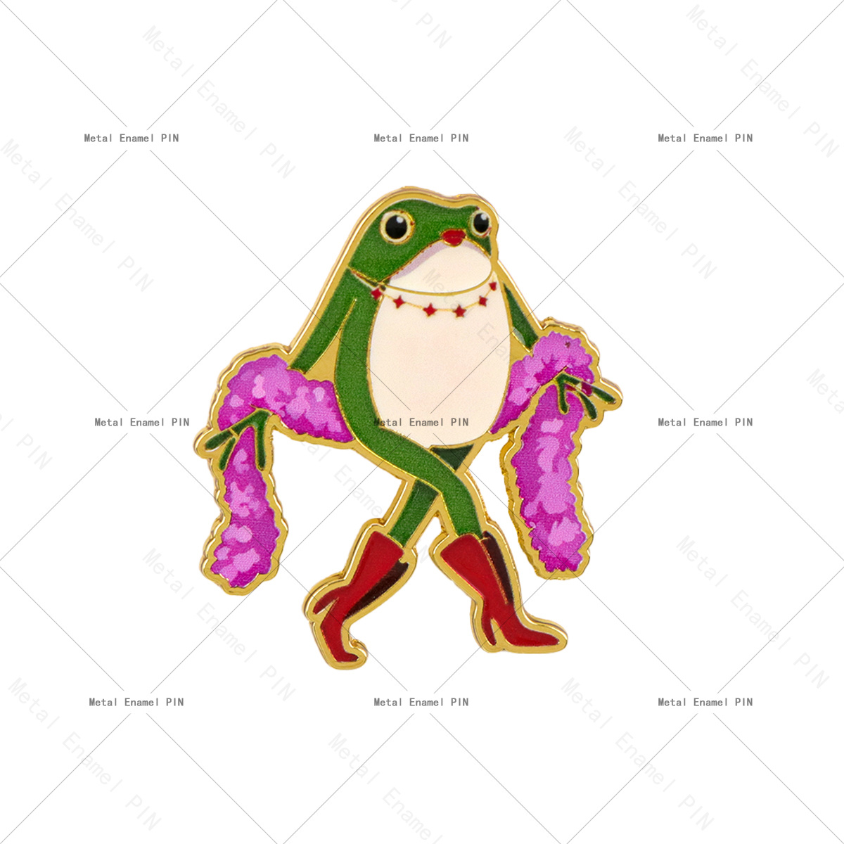 TEMU 1 pieza de broche de esmalte de rana bailarina , alfiler de solapa de rana de dibujos animados con botas , de metal para mochilas, chaquetas,