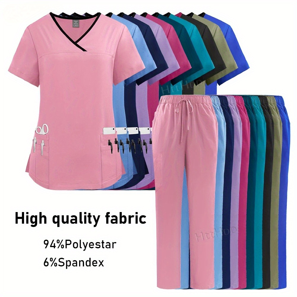 nurse uniform   uniform scrub nursing scrubs set women gown top pants suit wholesale