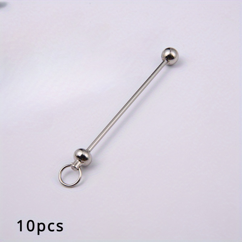 Image of 10pcs/bag Metal Beaded Rod Keychain Accessories Accessories Accessories Diy Can Wear Bead Rod Removable Metal Beaded Keychain Pendant