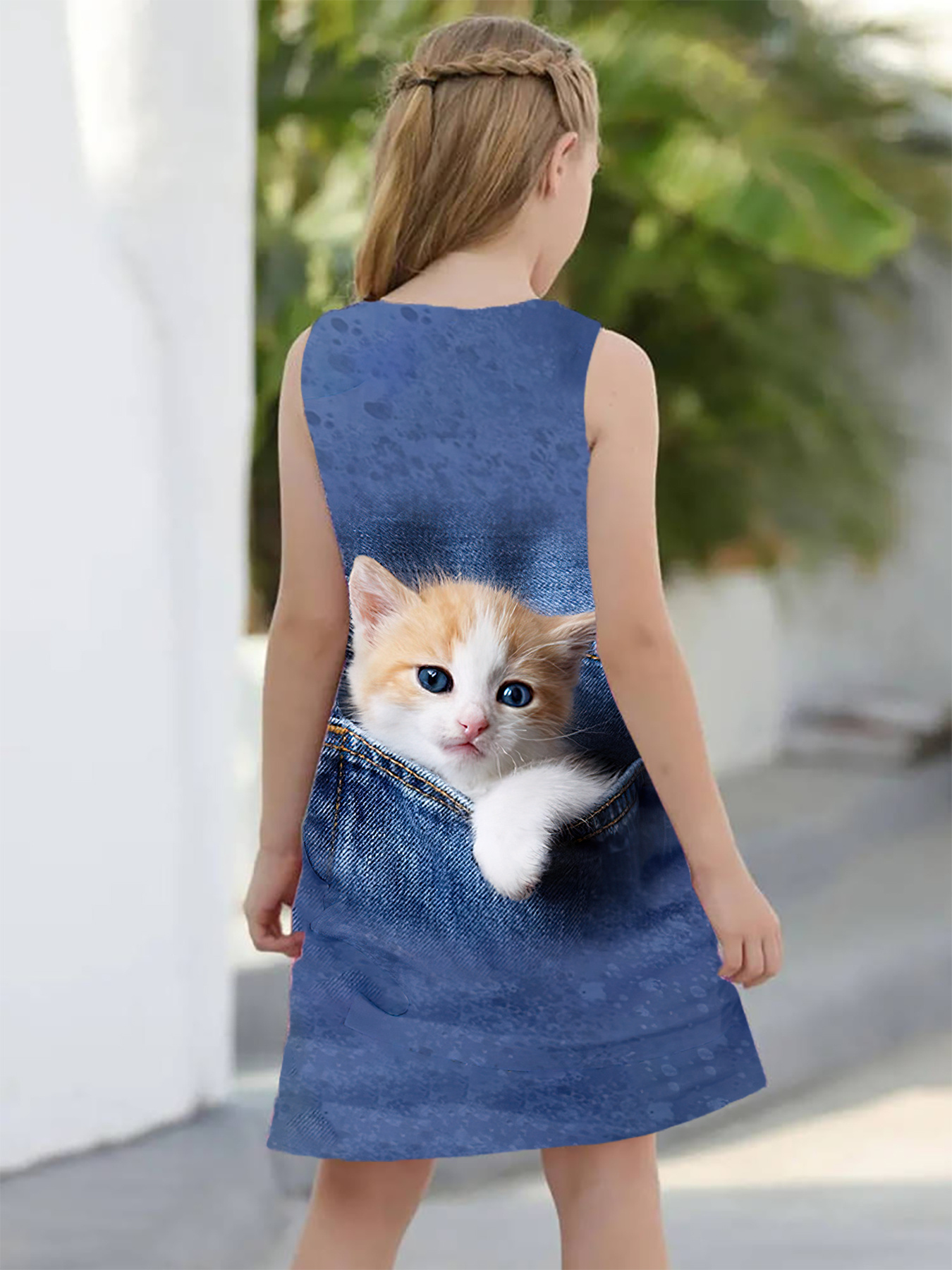 blue cat dress Blue Colorful Cat Dress – Paisley Skye