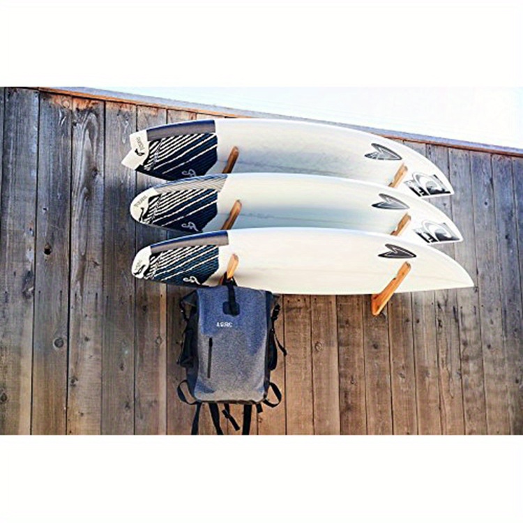 4 用の竹製サーフボード収納ラック 壁掛け式の垂直ディスプレイ 4つの