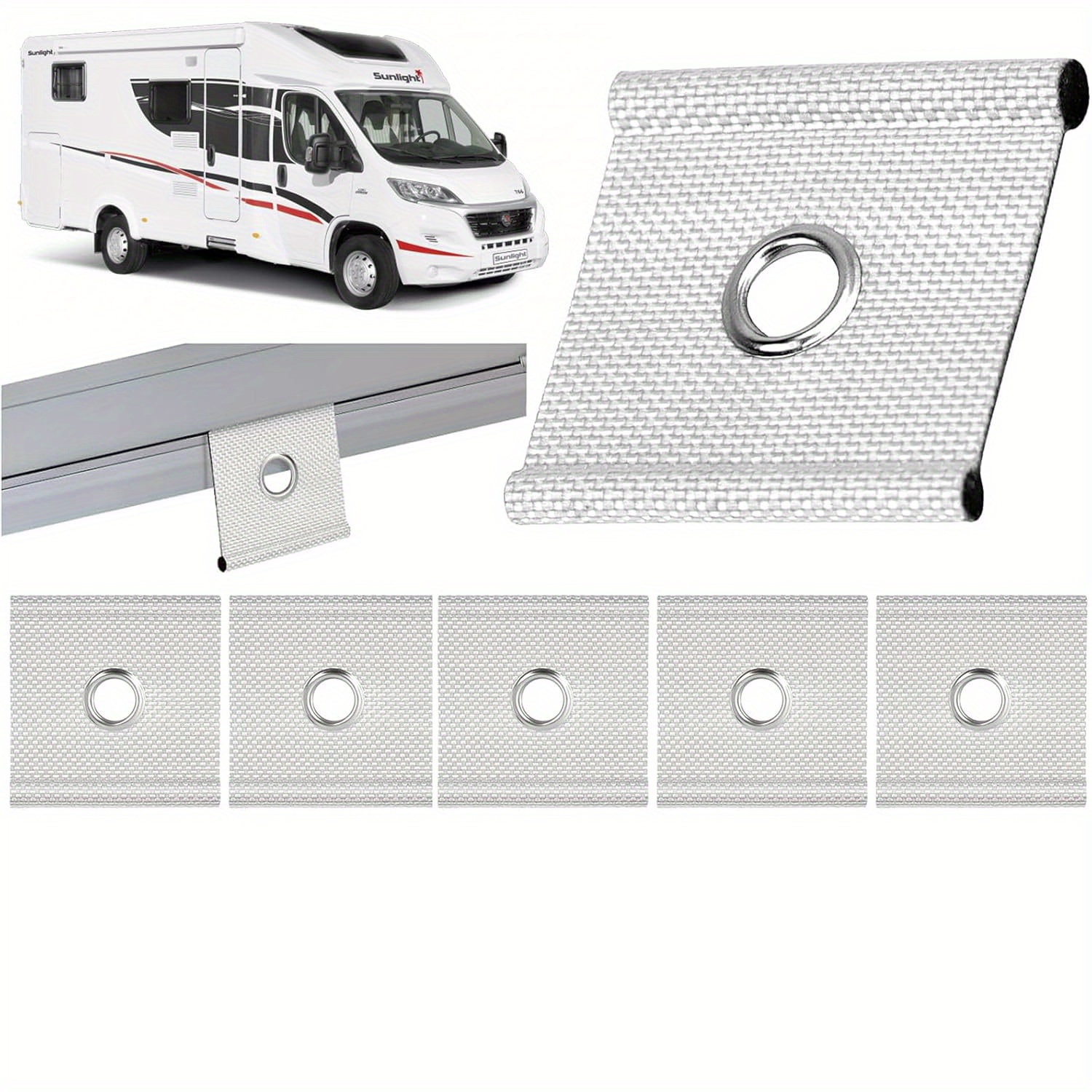 Set Of 6 Piping Hooks Designed For Piping Rails, Including Eyelet Hooks, Additions For Piping Rails, Hooks For Piping Strips, Piping Tape, And Awning Piping Suitable For Awnings