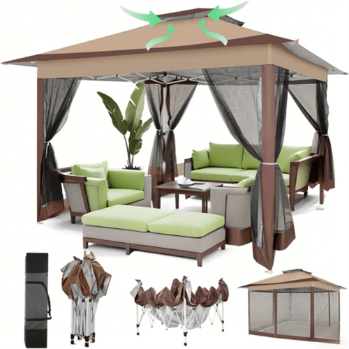 12x12ft up tent easy to set up outdoor tent upf 50 automatic portable gazebo with mosquito net double ventilated carrying bag suitable for backyard patio garden