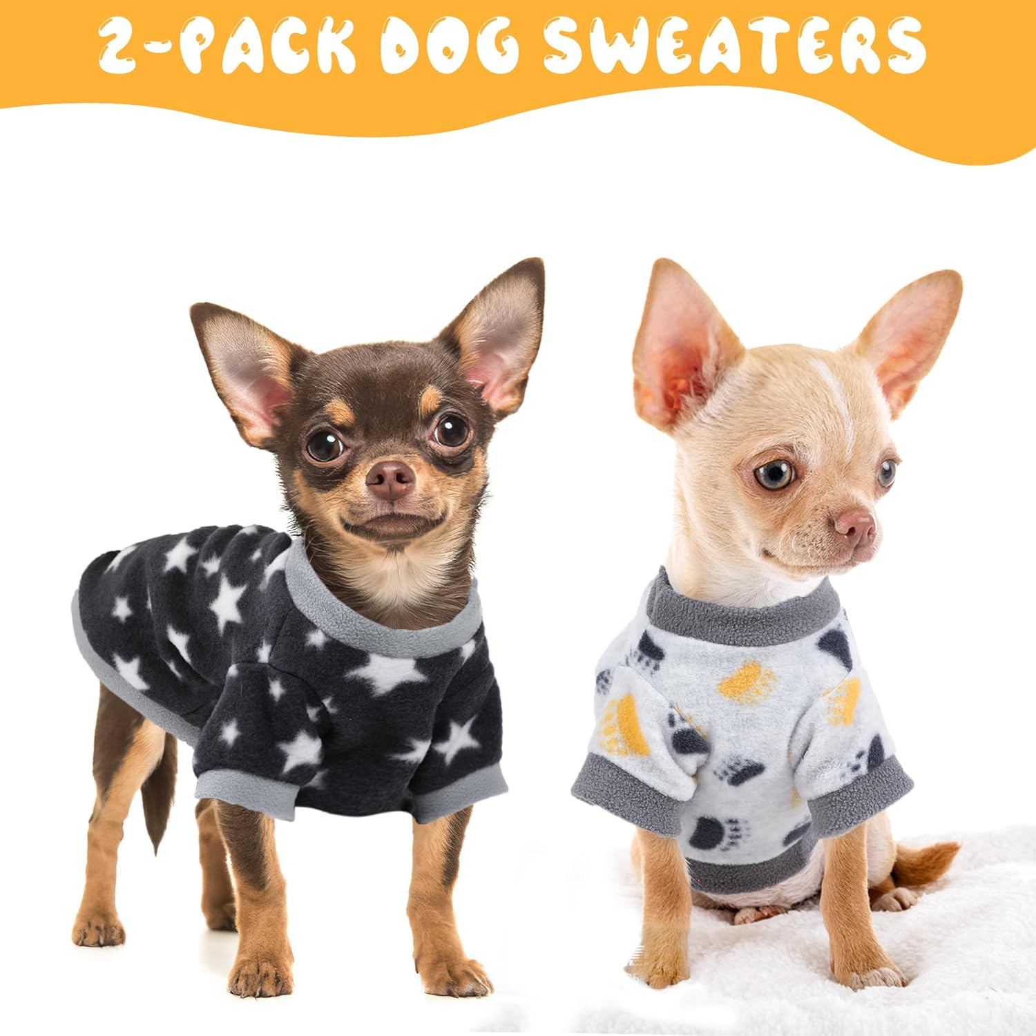 TEMU Lot de 2 pulls et chauds pour chiens, vêtements tricotés douillets pour chiots, veste pull légère pour Chihuahua et Yorkie, vêtement d'hiver