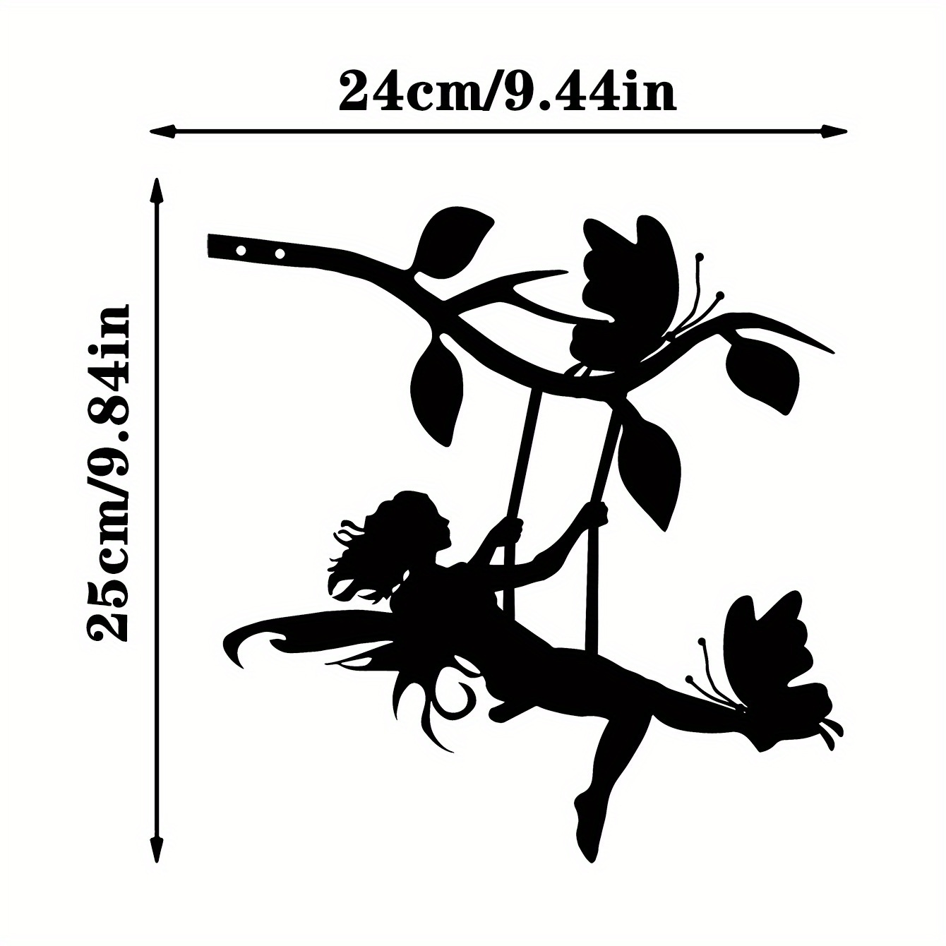 E-shop Verzaubernde Schaukelfee Silhouette Metall Wandkunst - Rustikale Eisen Außen Skulptur für Garten, Terrasse & Hof Dekoration | Perfektes