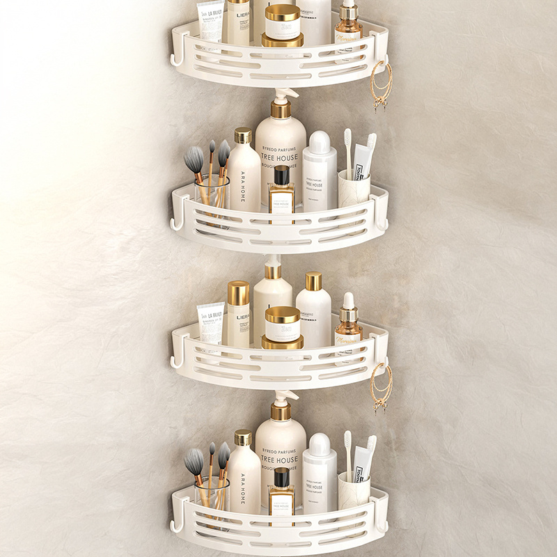 E-shop 4-teiliges Klebe-Eck-Duschregal-Set, rostfreier Badezimmer-Organizer für Frühlings-Hausrenovierung, robuste wandmontierte Ablagen für Shampoo,