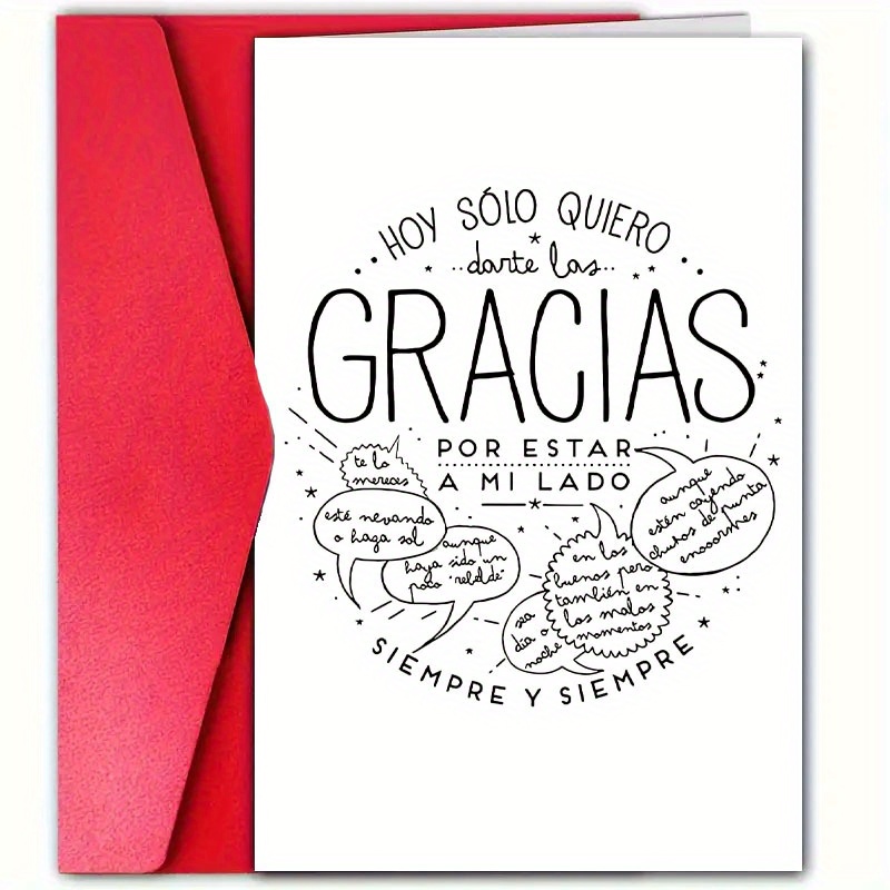 TEMU 1 Tarjeta de Agradecimiento en Español con Sobre, 12cm X 18cm - para , Consejeros, Entrenadores y Profesores Agradecidos - Tarjeta de