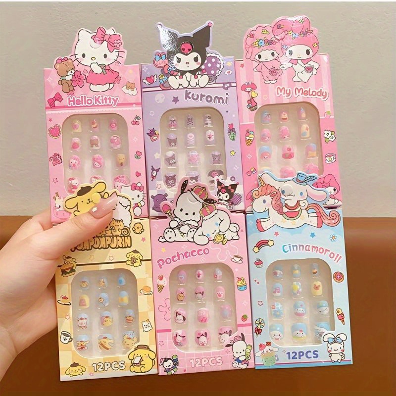 6 boxes set       melody       press on nail set full coverage short square oval false nail tips 12pcs box 6 boxes 72 nail tips for bright 3d animal patterns suitable for home nail art