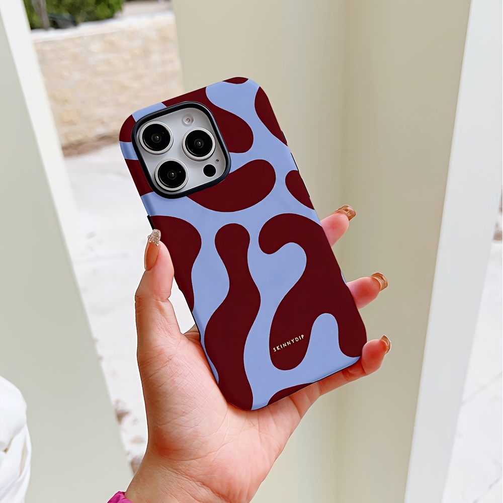 TEMU Phone Case: Red And Blue Abstract Swirl Pattern Phone Case, Suitable For Iphone 17/16/16e/15/14/13/12/11 Pro Max/air/x/xr/xs Max/8/7 Plus,