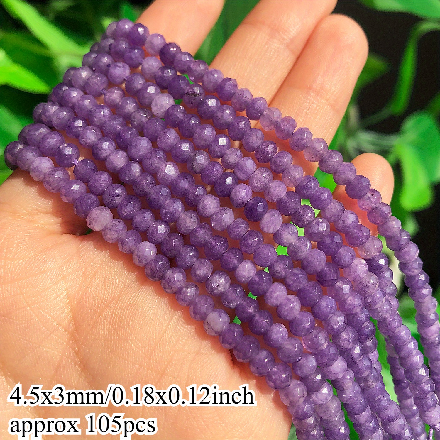 2d Flat, Tananta Amethyst Gemstone Beads - 4.5x3mm Stone Loose Round Spacer Beads Suitable For Making, For Bracelets, Necklaces, Elegant Beading Accessories