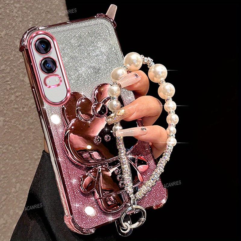 TEMU Phone Case: Oneplus Nord Ce 4 Lite Luxury Plating Shockproof Thickening Glitter Card Phone Case For Oneplus Nord Ce4 Lite Cute Mirror Rabbit