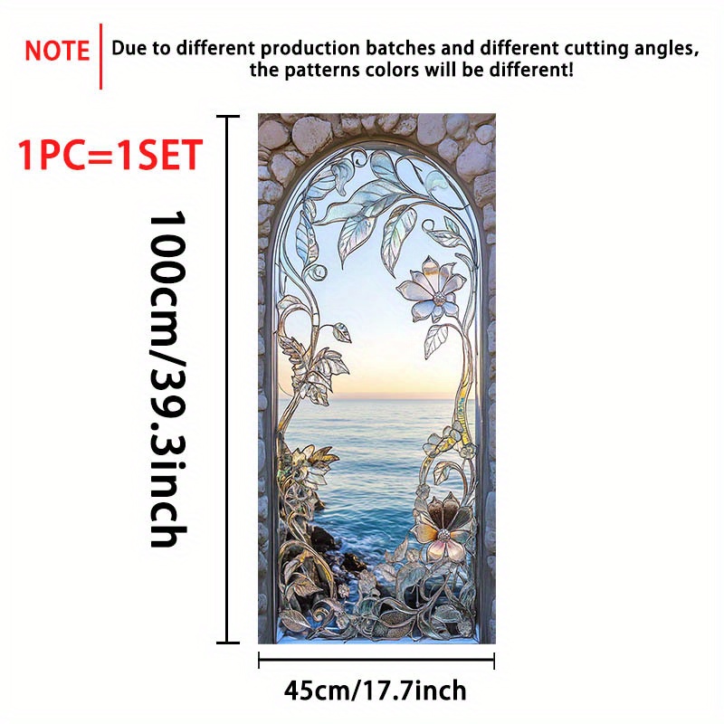 TEMU 1pc Pvc Sticker, 17.71x39.37 Inches, Ocean & Window Decal For Home, Kitchen, Bathroom, Bedroom, Balcony - , Privacy Protection & Decorative