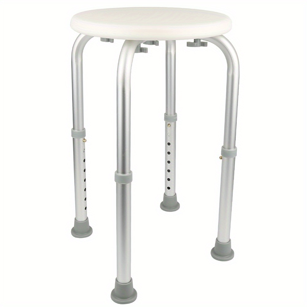 Image of 1pc Adjustable Aluminum Shower Stool For Shower Bath Toilet, White, Bathroom Non-slip Stool, Adult Maternity Elderly Shower Stool, Aluminum