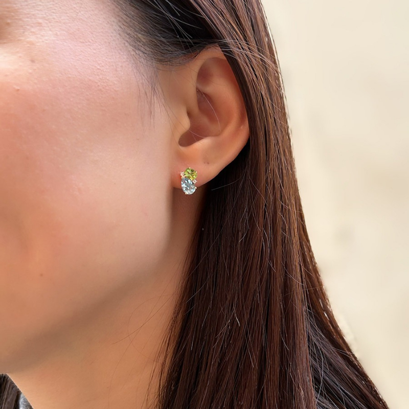 Dainty Green Cubic Zirconia Stud Earrings for Women