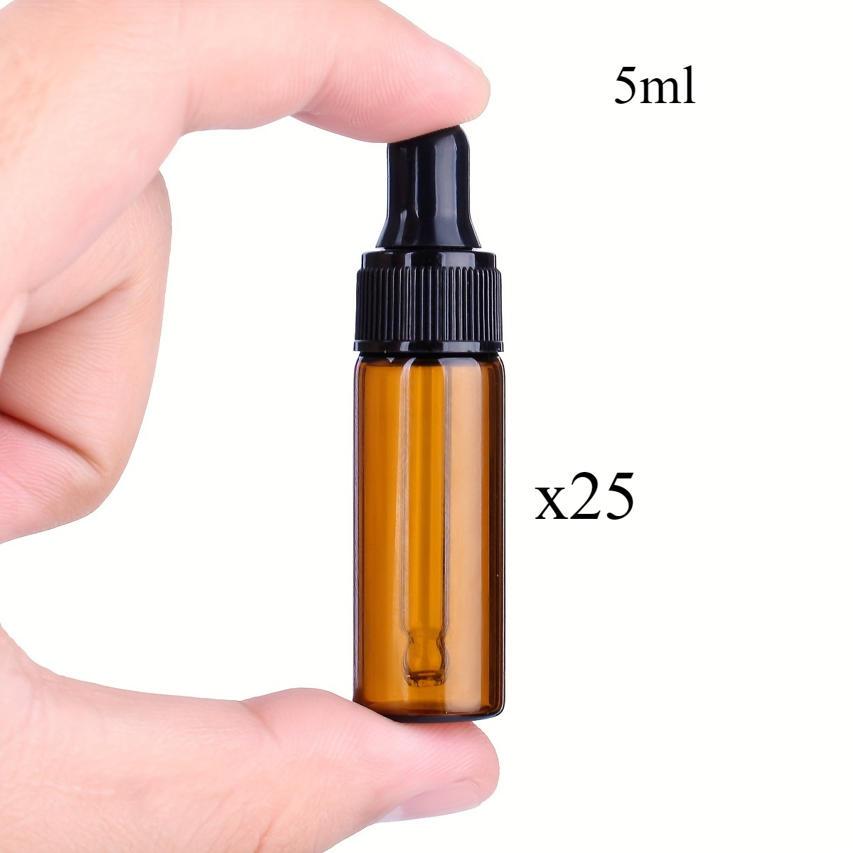 TEMU Ensemble de 25 bouteilles mini en verre avec goutteur - Tailles de 0.03oz/0.07oz/0.1oz/0.17oz avec pipettes pour huiles essentielles, parfums et