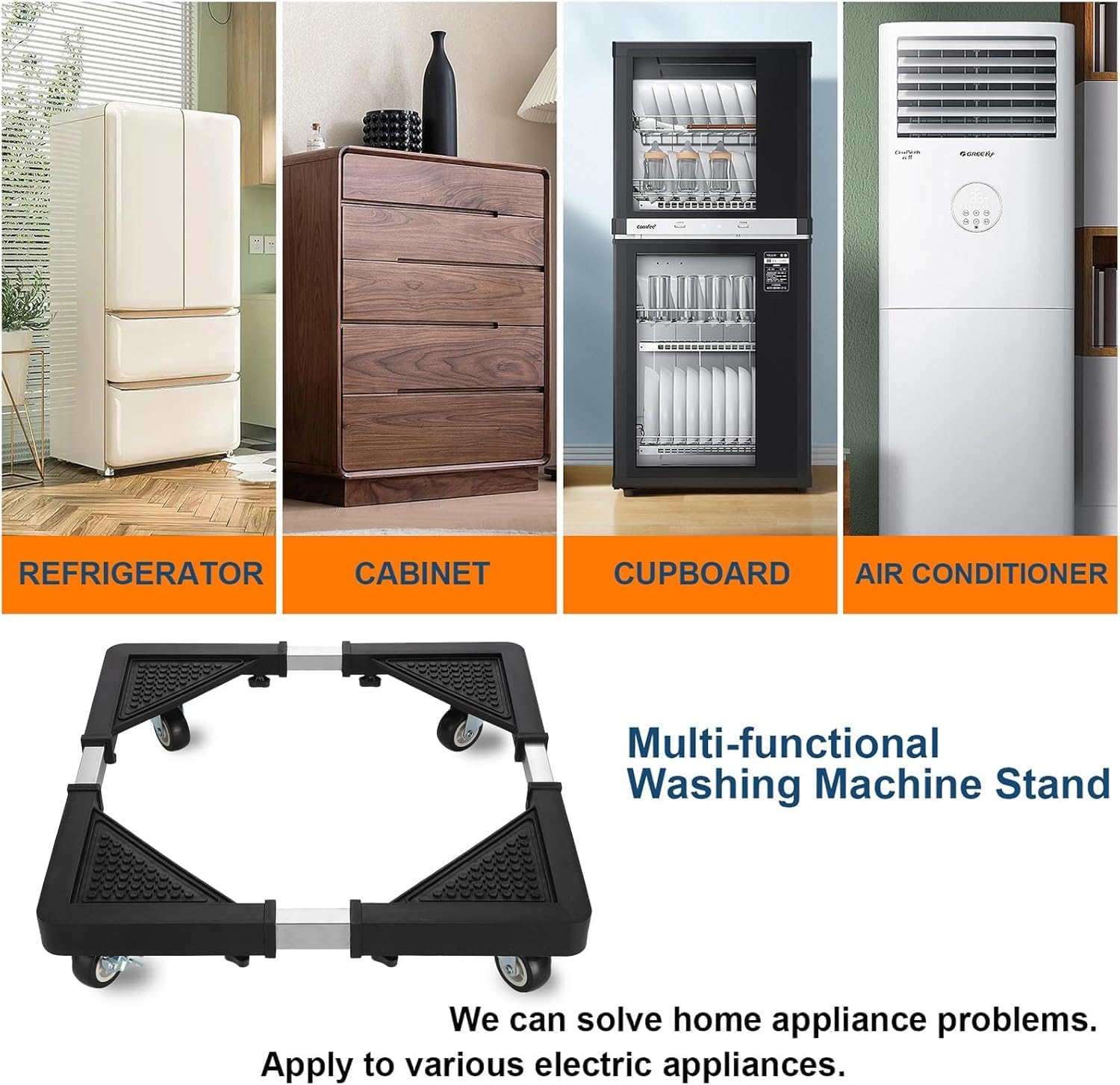 heavy duty metal washing machine stand with wheels adjustable furniture   suitable for moving washing machines furniture refrigerators and dryers Product details 3