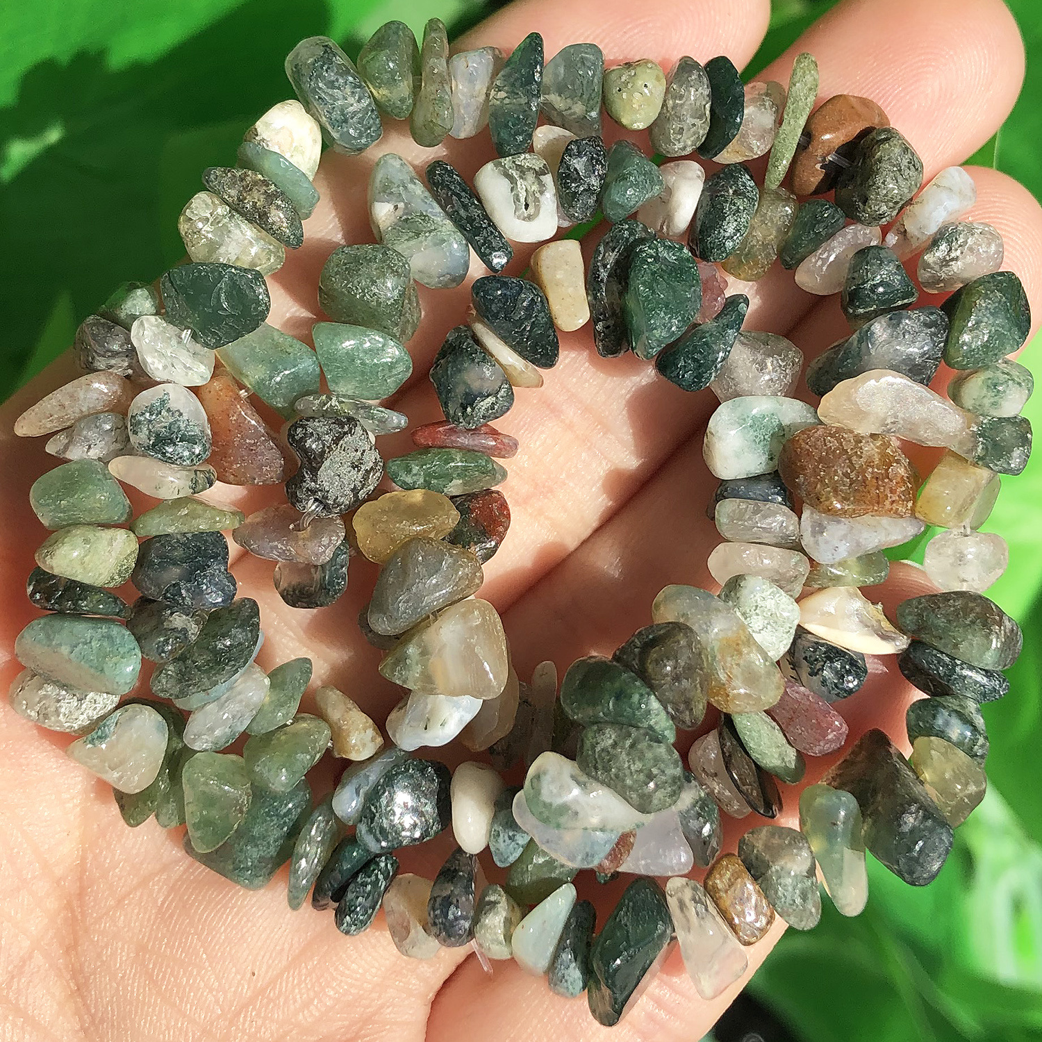 TEMU Perline naturale muschio -5/5-8mm, pietra frantumata irregolare, eleganti perline sfuse distanziate per creazione di gioielli, bracciali fai da