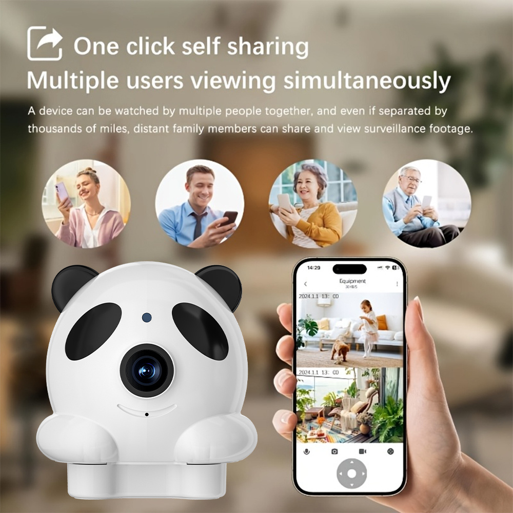 1 Cámara de mascotas, monitoreo de niños, cámara de seguridad inteligente para el hogar con Wi-Fi Full HD, función de visión nocturna, visión panorámica de 355°, audio bidireccional, detección de movimiento, visión nocturna de color, grabación de tarjeta de memoria, cargo de almacenamiento en la nube.