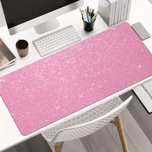 objektbild musmatta skrivbordsmatta datorunderlägg 2d xxl xl l stor spelmusmatta, stor rosa glitter stjärnhimmel musmatta - halkfri gummimatta för spel & kontor, för spelare & yrkesverksamma, hållbar rektangulär design, idealisk gåva, musmattor för skrivbord, 2d