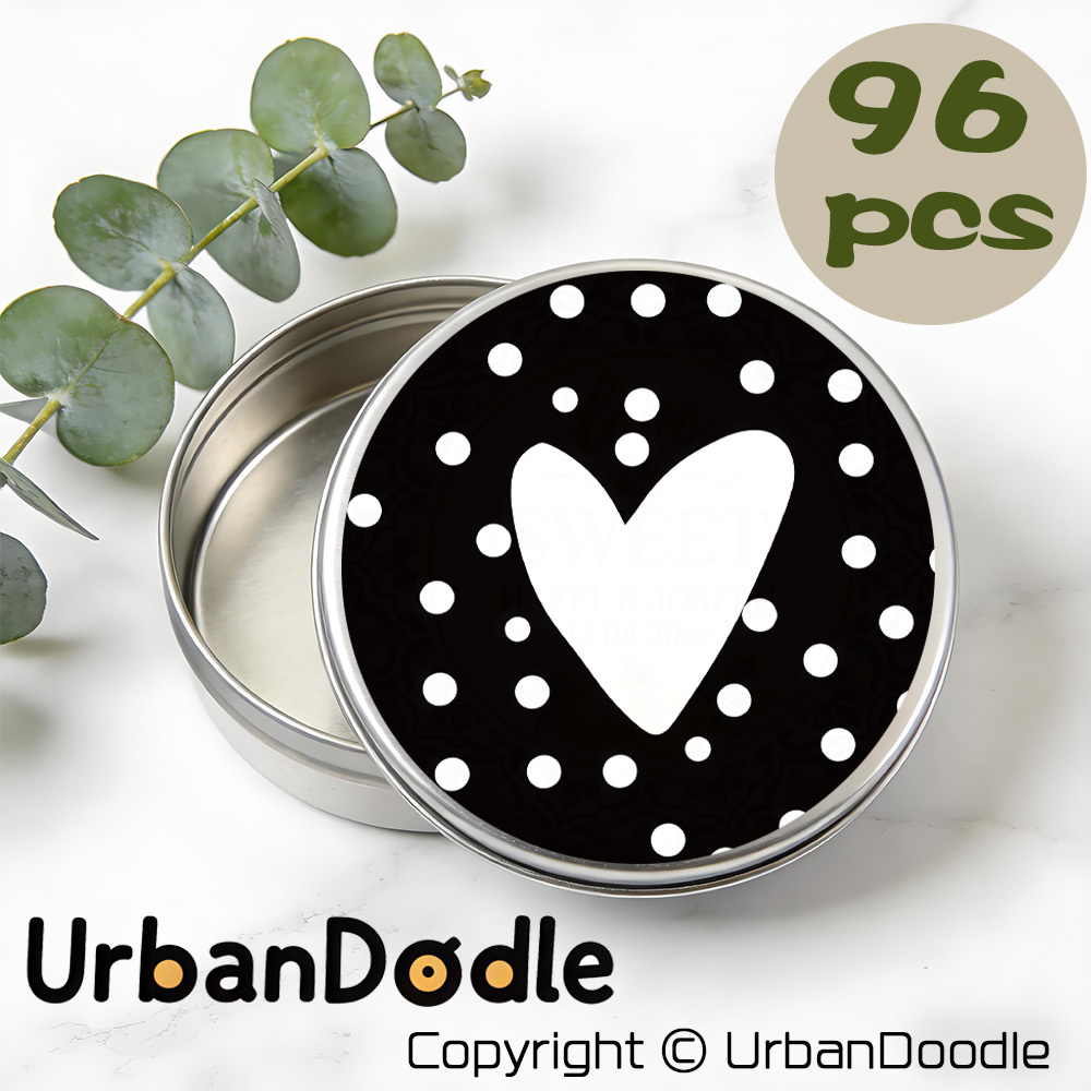 TEMU 96 stuks Zwart Wit Polka Dot Hart Ronde Stickers, Minimalistisch Monochroom Ontwerp, Ideaal voor Cadeaulabels, Scrapbooking, Envelopzegels, Etc.