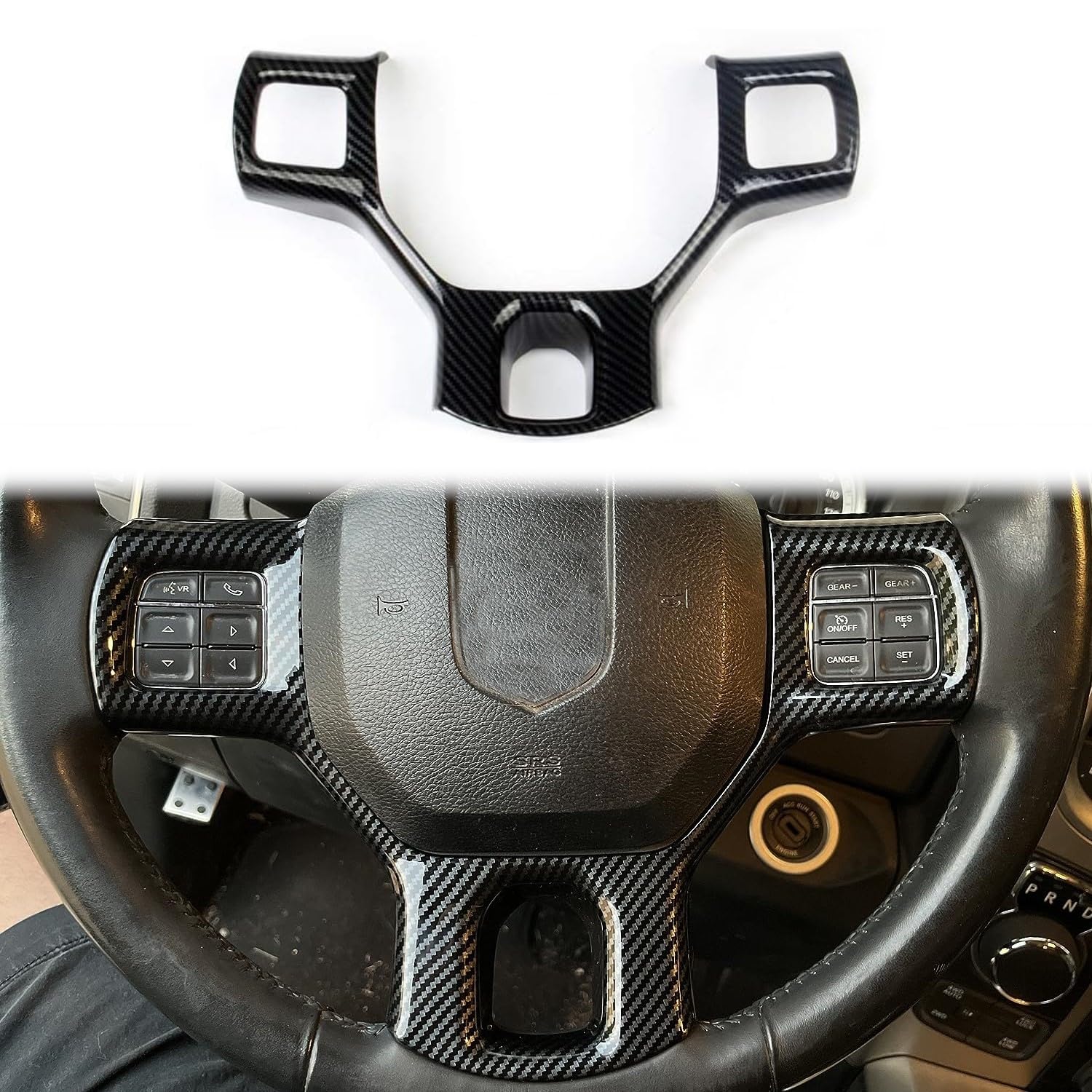 TEMU Cache Volant Intérieur Garniture Compatible avec 2011-2018 pour DODGE pour RAM 1500 2500 3500 (Motif Fibre de Carbone)