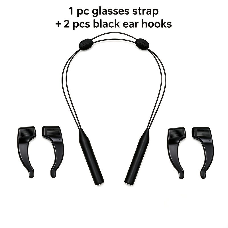 TEMU 1pc Glasses Strap And 2pcs Pads, Adjustable Non-slip Glasses Holder Strap, Universal Glasses Lanyard, Sports Sunglasses Unisex Glasses Strap