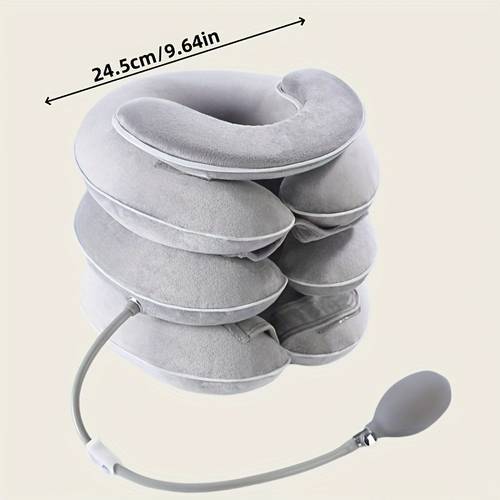 the inflatable neck brace features four adjustable levels made from breathable and washable materials designed to durable and resistant to fading