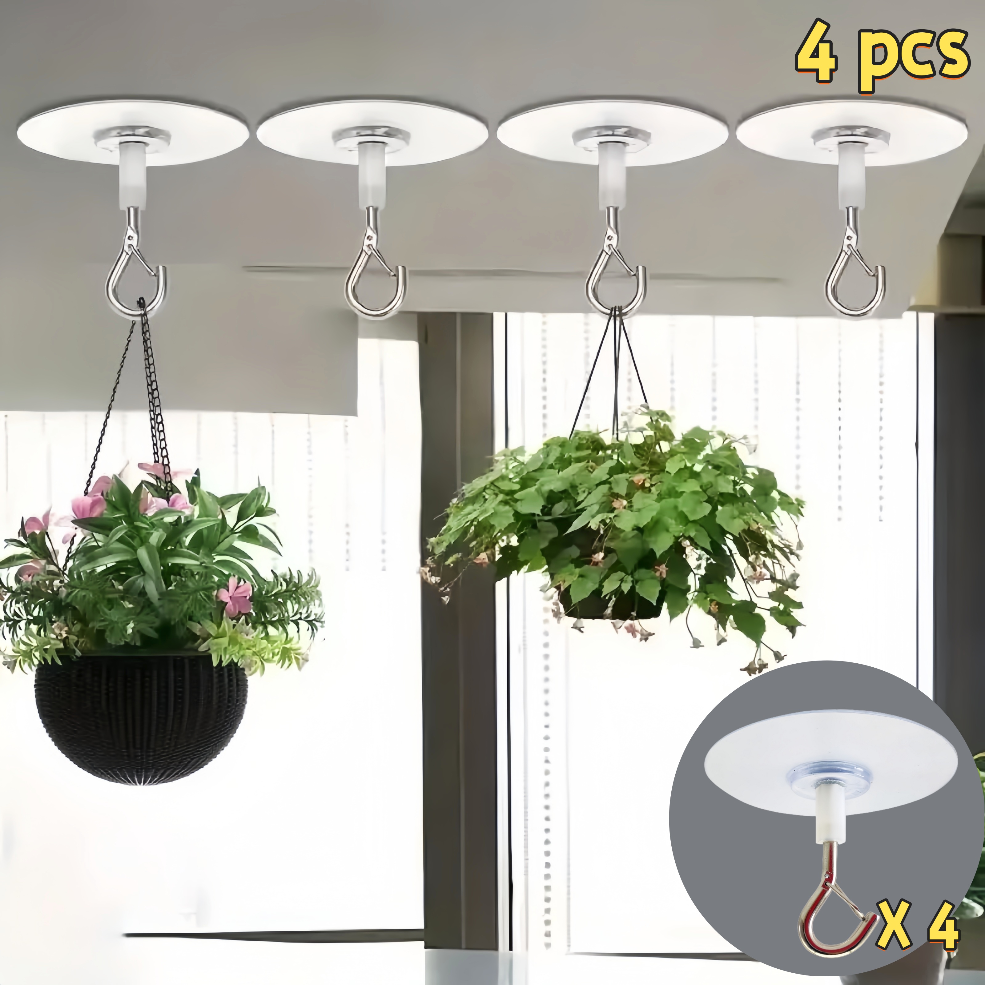 E-shop 4/ 10 Stück strapazierfähige selbstklebende Deckenhaken, Weihnachtsdekorationshaken, stabile selbstklebende wasserdichte multifunktionale Haken,