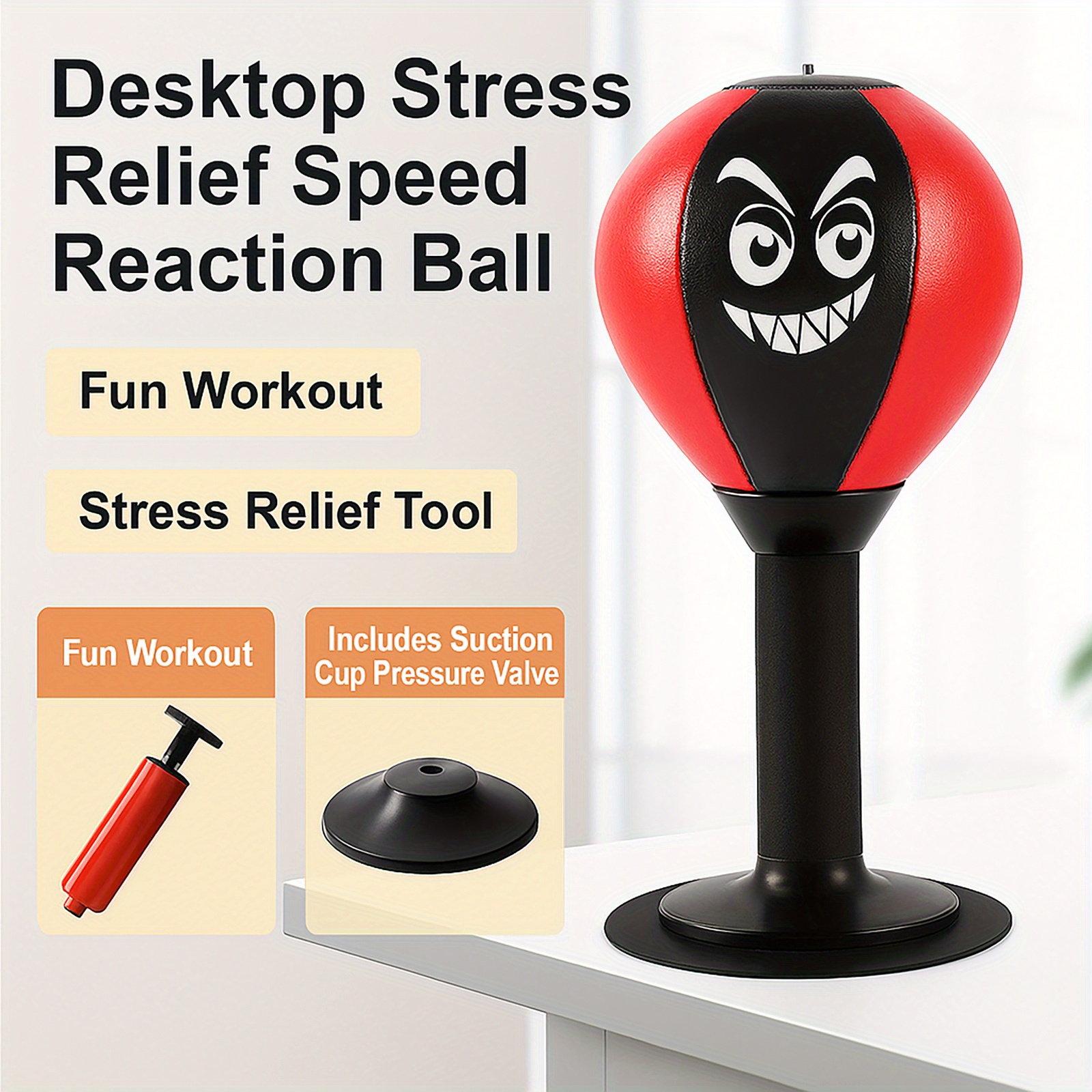 TEMU Abahub Desktop Boxing Speed For Stress Relief, Featuring A Durable Spring, Impact Resistant, And A Fun Addition To Your , An Essential Stress