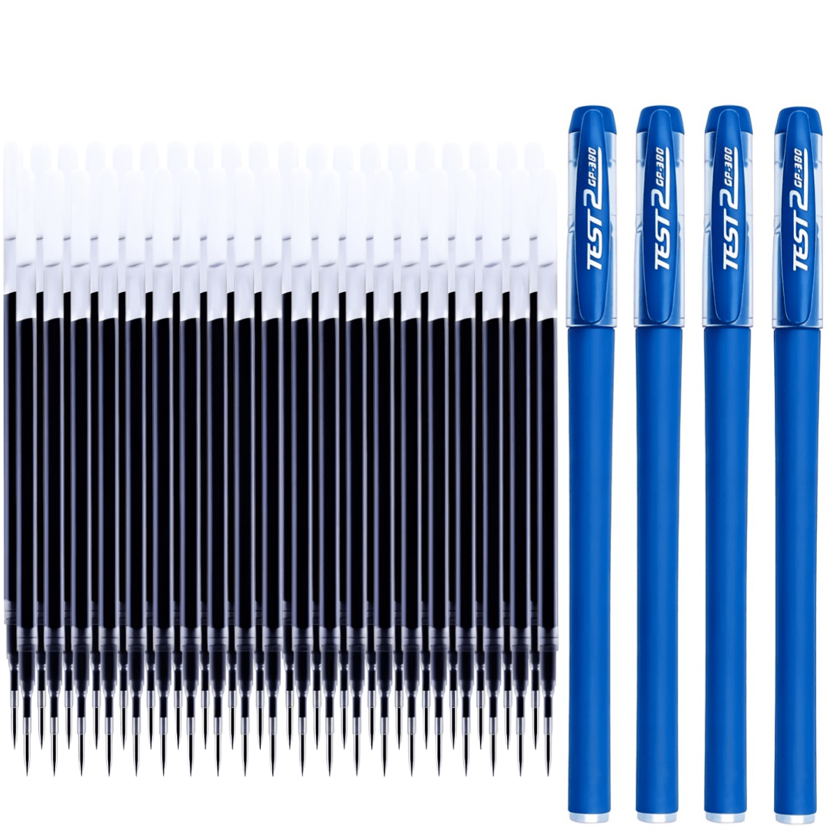 TEMU 44pcs Large Capacity Set, [4pcs Pens And 40pcs Refills] 0.5mm Blue Ink, Comfortable Grip, Smooth Writing, Ideal For Note-taking And Writing, For