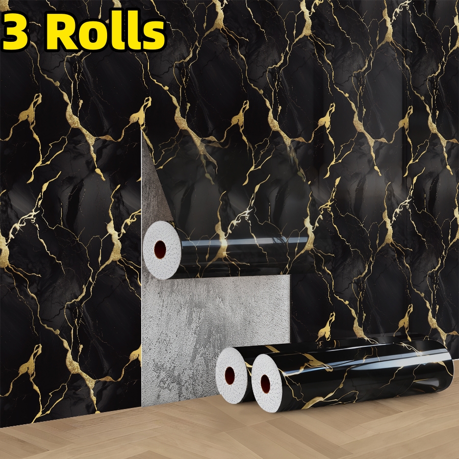 E-shop 3 Rollen Marmor-Optik Tapetenpaneele, selbstklebende Schaumstoff-Wandsticker, verstärkt 2,5 mm, IXPE-Material, Wandfliesen für die