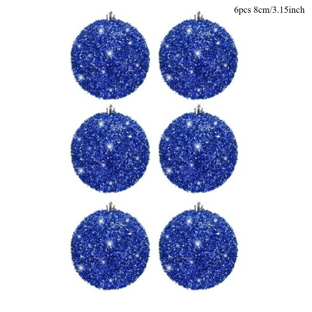 TEMU 6pcs, 8cm Christmas Tree Decorations (sequined Foam Pendants) Christmas Ball Decorations - For Christmas Wedding Parties (hanging Caps
