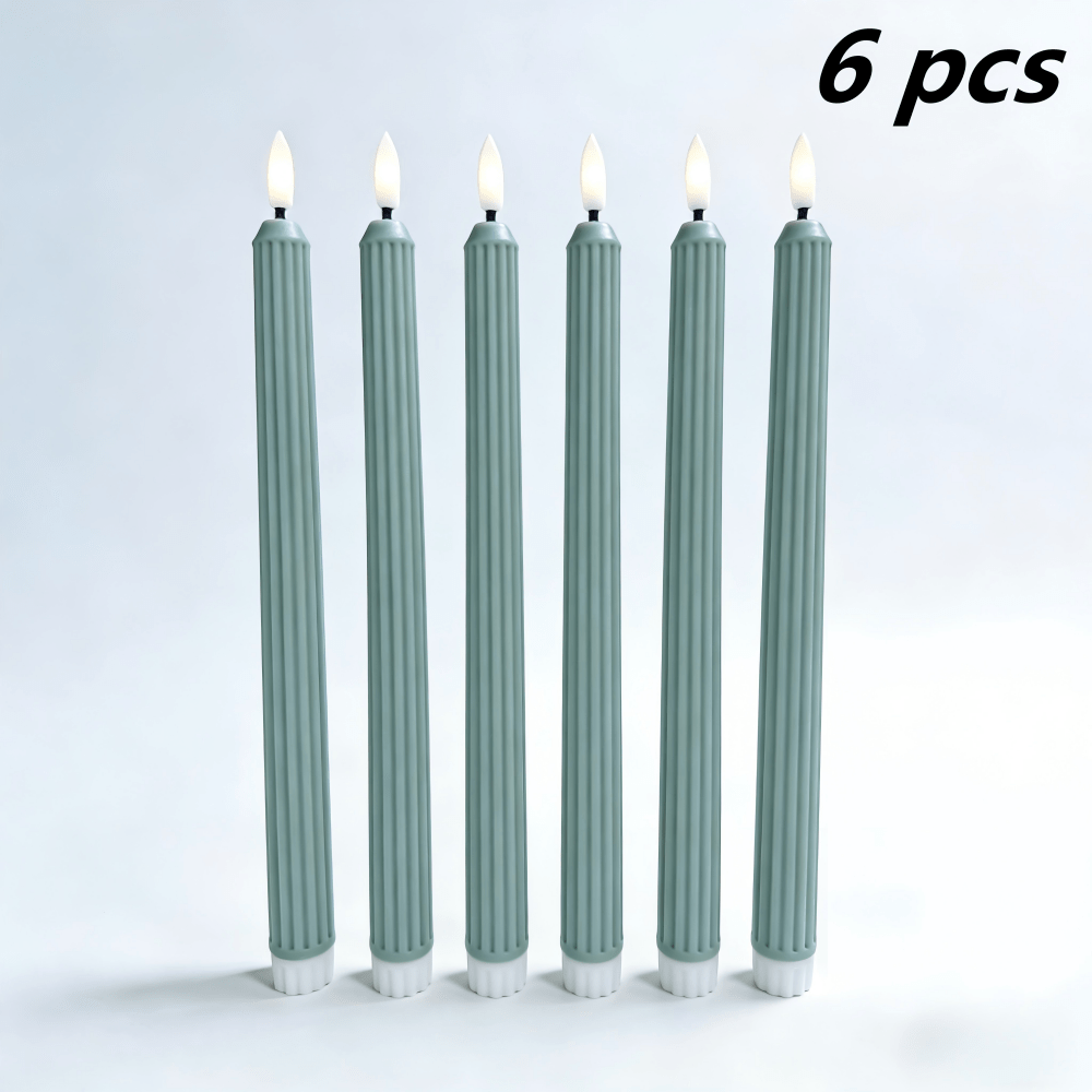 TEMU 6 bougies coniques LED flamme, bougies électroniques colonne romaine lumineuses, fonctionnent à piles avec flamme vacillante 3D, pour mariage,