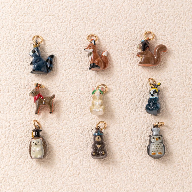 Retro Painted Forest Animal Drip Oil Pendant Necklace