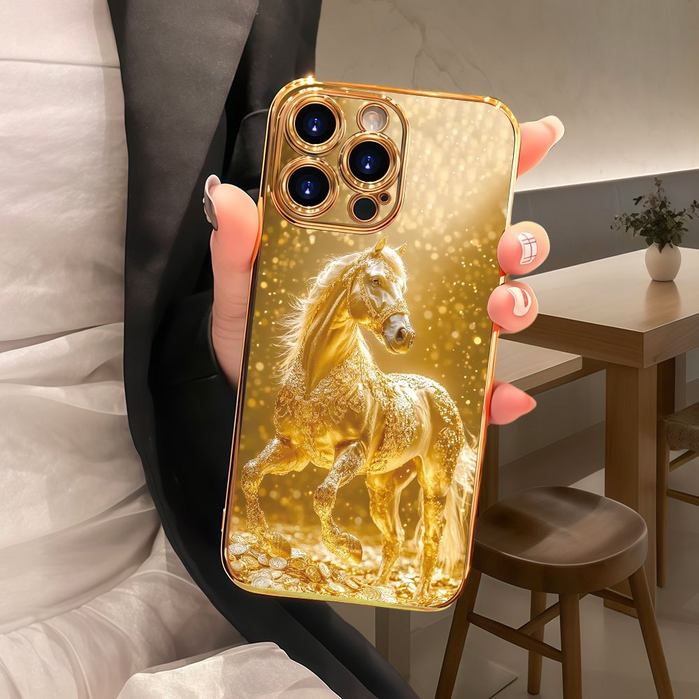 Image of Phone Case - Phone Case: Shimmering Golden , Hard Shell, Luxurious Plating, Lightweight Design With A Pleasant Grip, Highlights, Suitable For Iphone 17/16/15/14/13/12/11 Pro Max/plus/pro/air