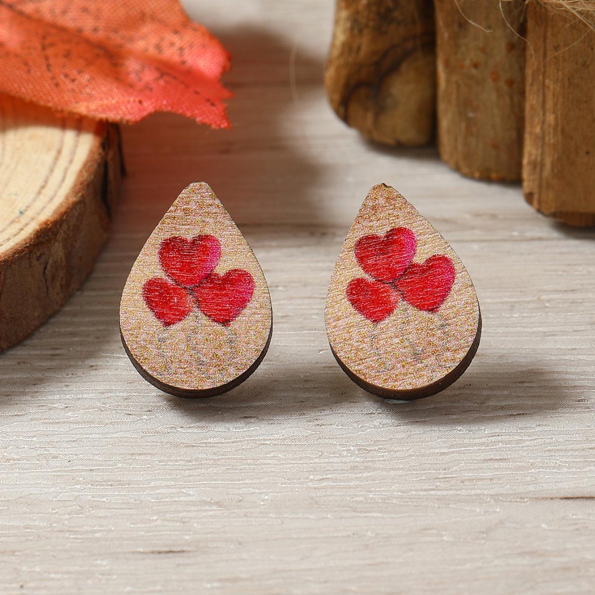 9 pairs, women s fashion earrings, valentine s day   love earrings, wooden color printing cupid s arrow love number 14 calendar earrings, water drop love coffee cup earrings, cross palm bier earrings, valentine s day earrings, wooden material, valentine s day party holiday gift for girlfriend, valentine s day earrings, earrings placement random details 14