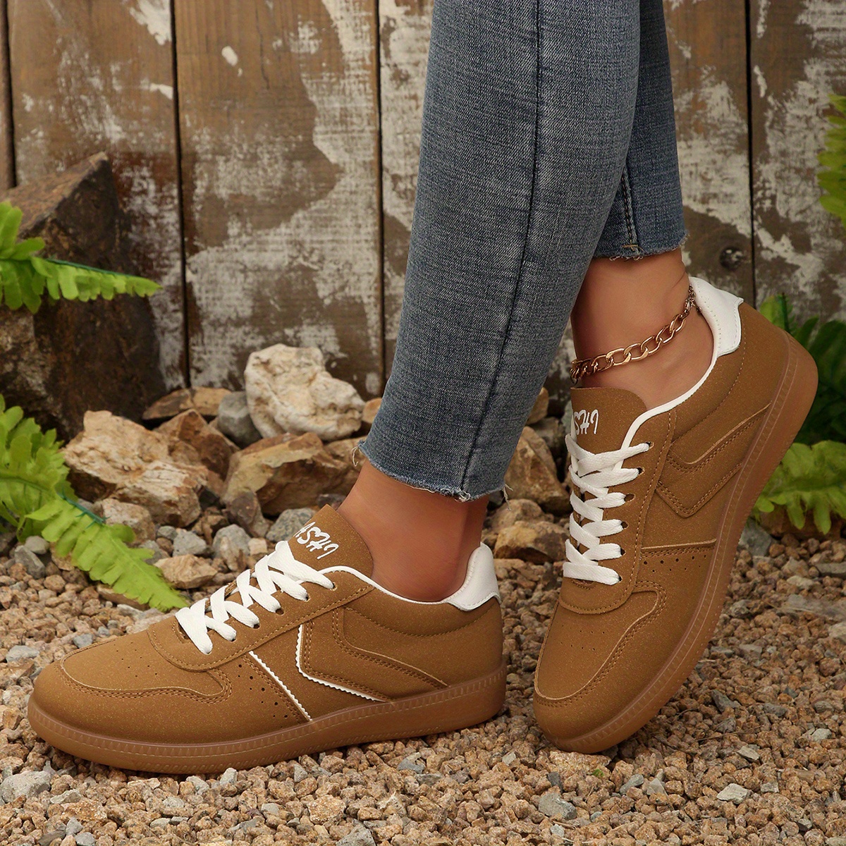 Zapatillas Deportivas Zapatos Marrones Ante Mujer Zapatillas