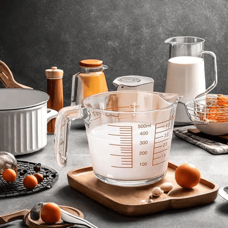 

1000ml Glass Measuring Cup With Scale, Large Capacity Kitchen , Multifunctional Glass Measuring Jug, Microwave Safe, With Handle For Baking, Milk, Flour, Eggs