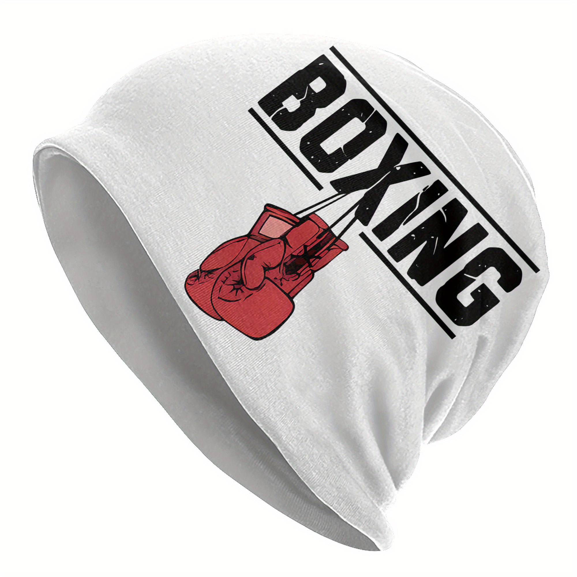 *'s Boxing Beanie Hat with &*;BOXING&*; Graphic Red Gloves Design  Sporty Streetwear Winter Cap for Gym, Casual Outfits Breathable Knit  Fabric