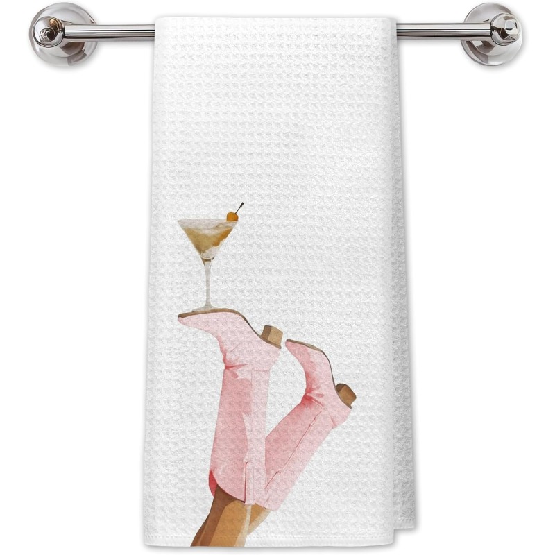 TEMU 1pc 18x26 Inch Western Cow Cocktail Kitchen Towels, Gifts For Cocktail Lovers Dish Tea Bar Towels For Kitchen Bar Cart Decor, Trendy Preppy Dish