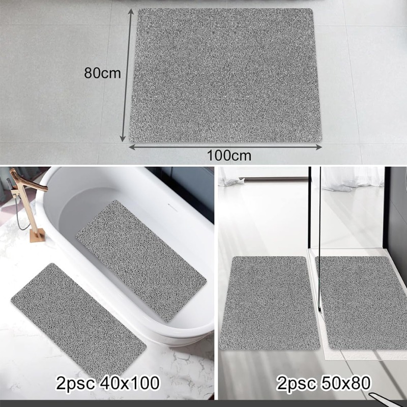 80×100cm Rectangular Loofah-textured Shower Mat - Non-slip Quick-drying Mat For Bathroom
