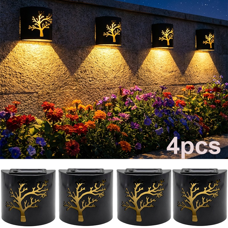 E-shop 1/4 Stk. Solarbetriebene Wandleuchten im Anzug-Design für den Außenbereich, geeignet für Vorgärten, Innenhöfe, Terrassen Treppenhäuser.