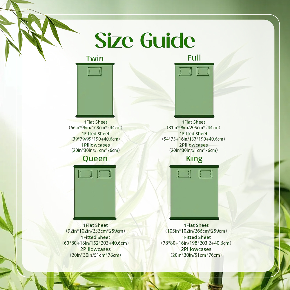 Set of Breathable Bamboo Bed Sheets Including Fitted Sheet And Pillowcases, Suitable for Children And Available in Queen And Twin Sizes. These Cooling Sheets Have Deep Pockets for Hot Sleepers And Make Excellent Gifts
