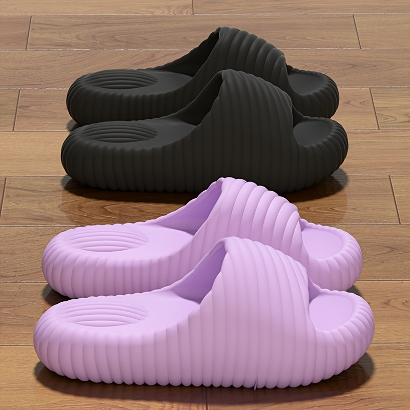 womens lightweight quick dry slip on slippers soft cushioned insoles non slip pu sole cushioning arch support for   beach bathroom poolside couples matching footwear easy clean slipper shoes beach sandals     material supportive insoles home lounging Product details 2