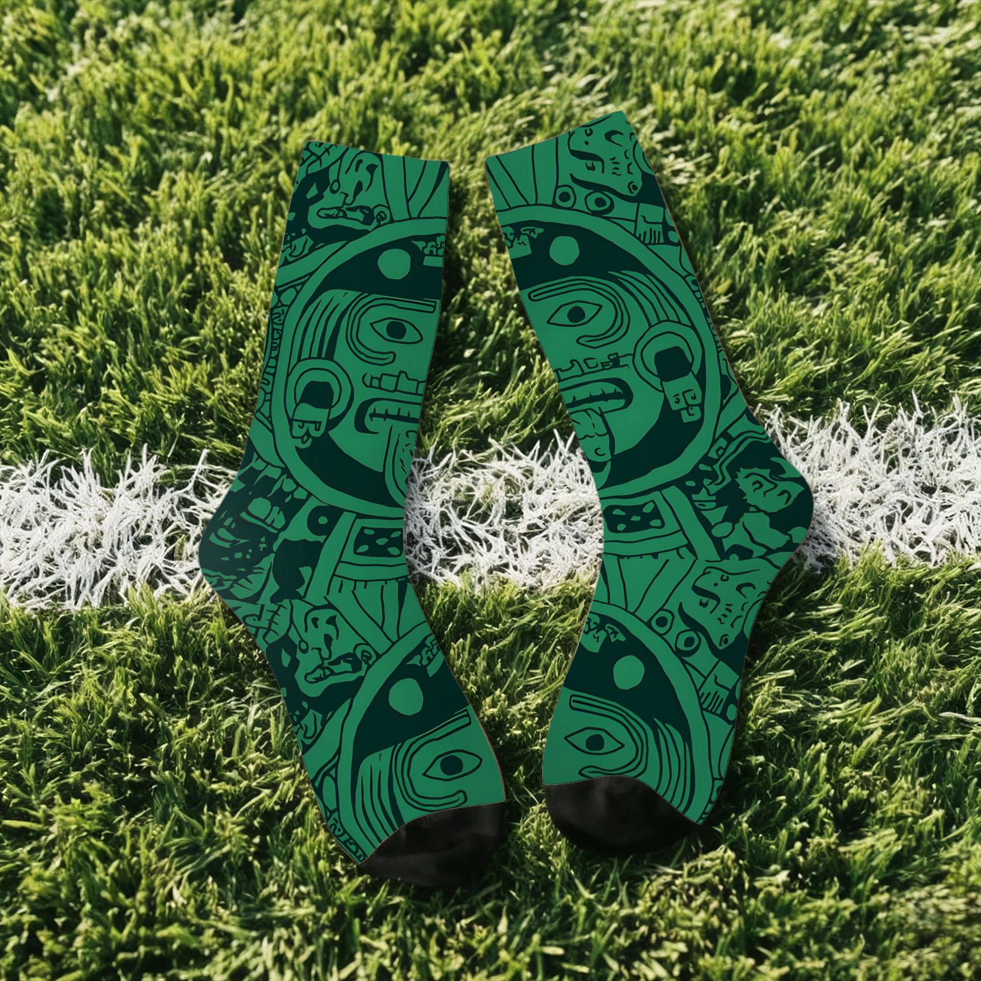 TEMU 1 Pair Mexico Football Socks - Retro Harajuku Hip Hop Crew With National, Random Print Suitable Day Essentials, Football Gifts & Casual Wear