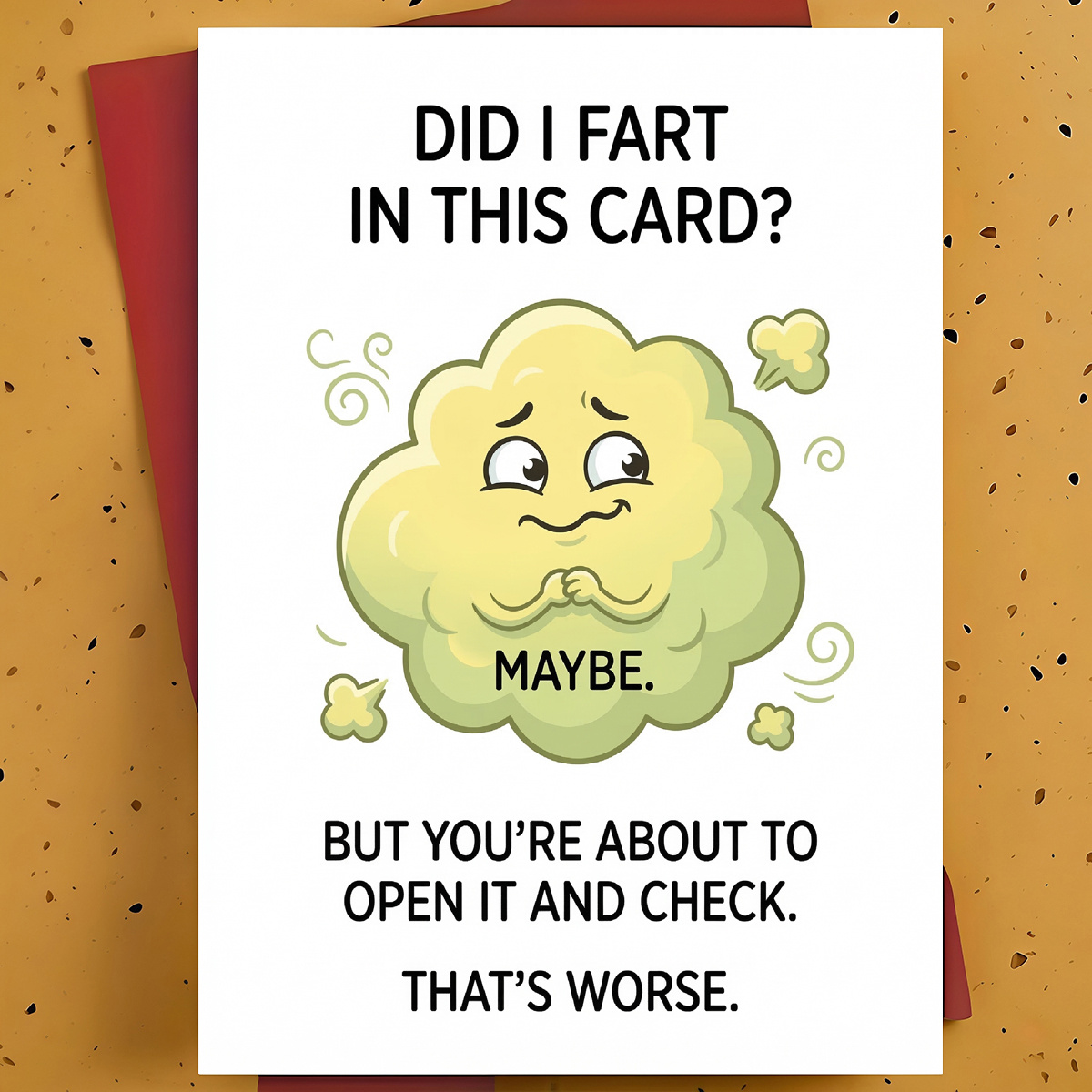 TEMU 1pc Funny "" Greeting Card For Best Friend, , Partner – Cartoon Fart Cloud Illustration, Sarcastic Humor Card, With Envelope