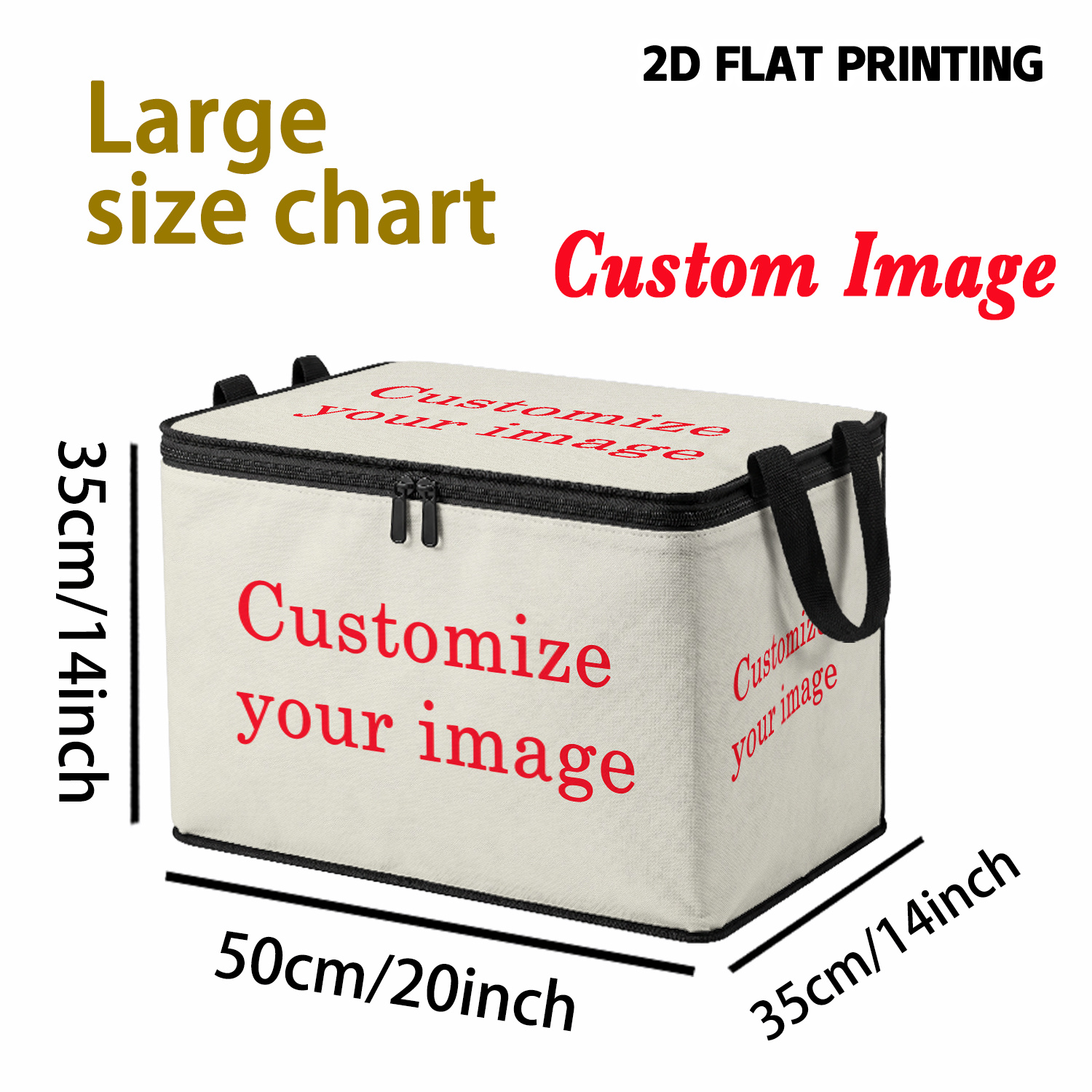 TEMU Boîte de rangement pliable à fermeture éclair grande avec impression numérique personnalisable avec photo (1 pc), boîte de rangement. utilisée