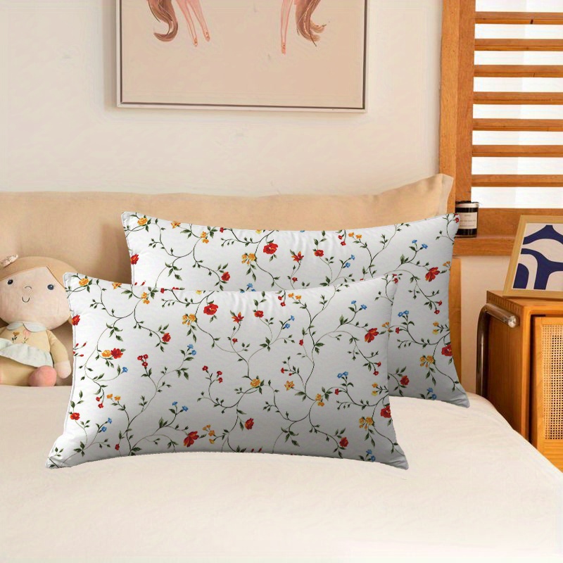 TEMU Paquete de 2 fundas de almohada elegantes pequeñas con diseño de flores y enredaderas, para de , decoración del hogar, de almohada larga para